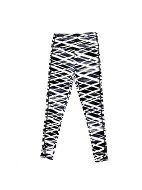 Athletic Collection Black White Diamond Print High-Waisted Leggings Size S